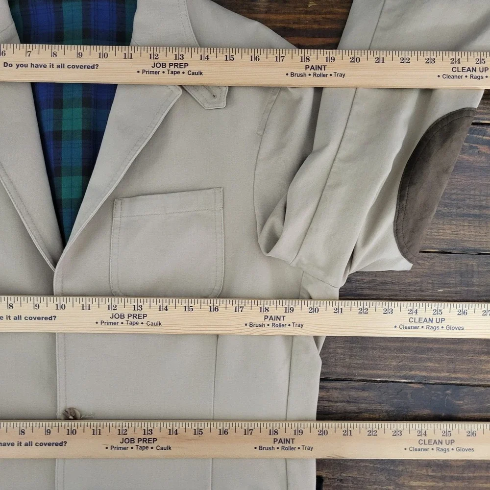 Lands End Mens Sport Coat Blazer Three Button Beige Cotton Surgeon Cuff Size 38R